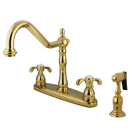 Kingston Brass French Country Centerset Kitchen Faucet, Polished Brass KB1752TXBS